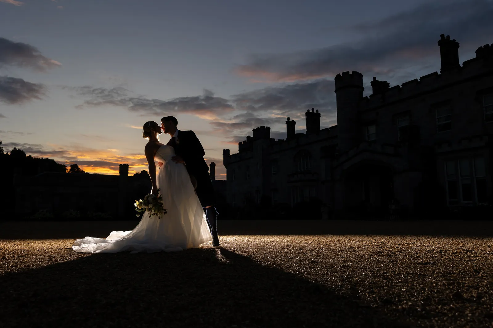 wedding photographer edinburgh scotland sunset photo dundas castle