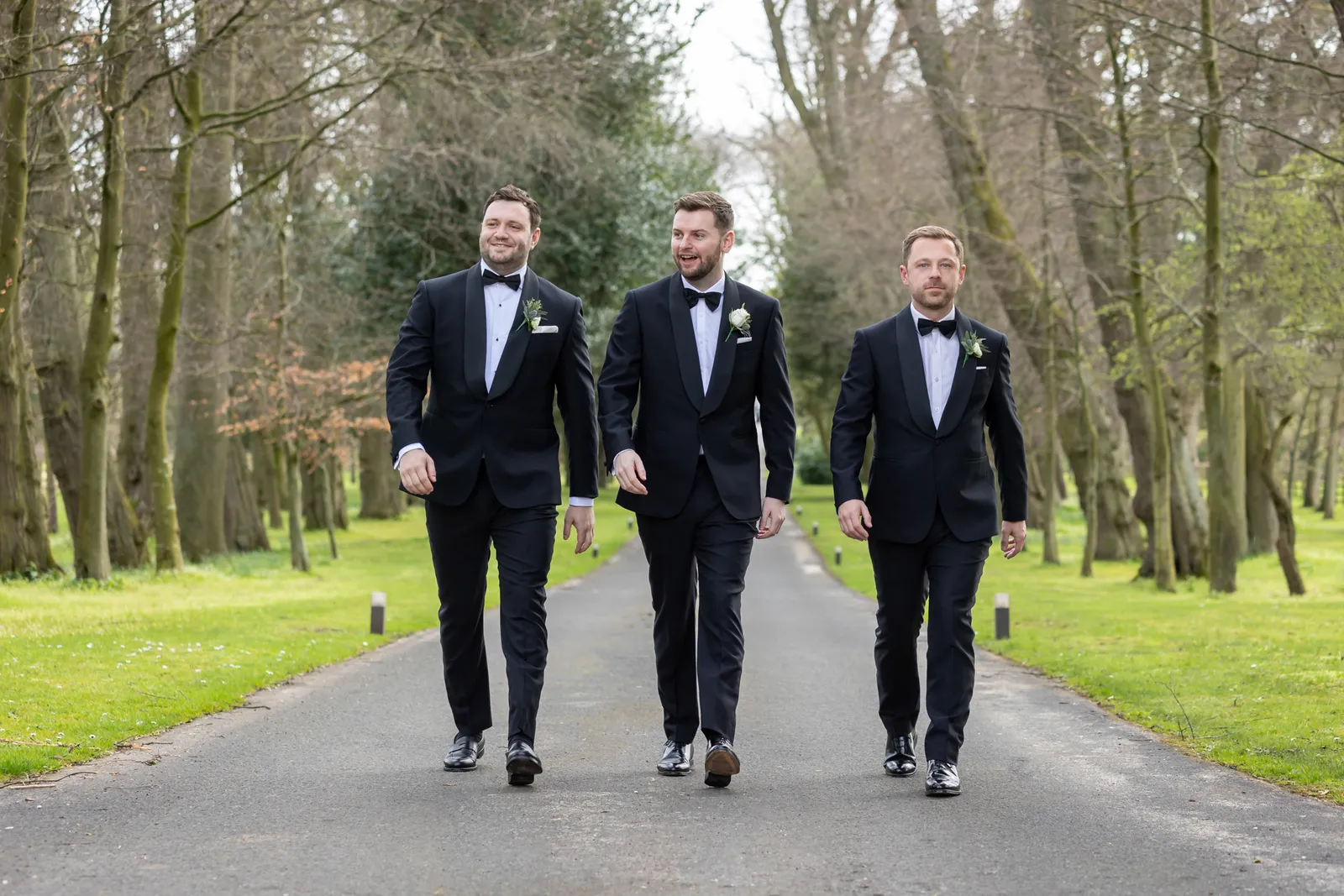 black tie groomsmen outfits at carlowrie castle edinubrgh